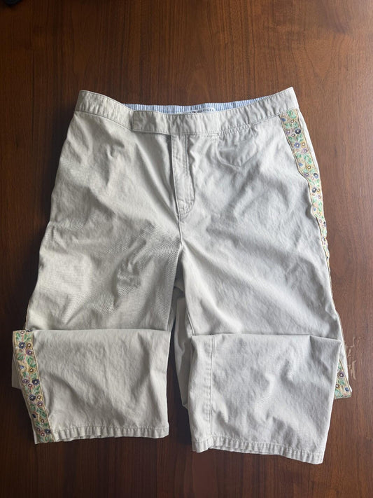 Tommy Hilfiger Women's Khaki Pants Embroidered Detail - Size 14