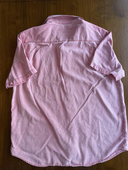 Nat Nast Luxury Men's Pink Silk Blend Short Sleeve Shirt - Size L