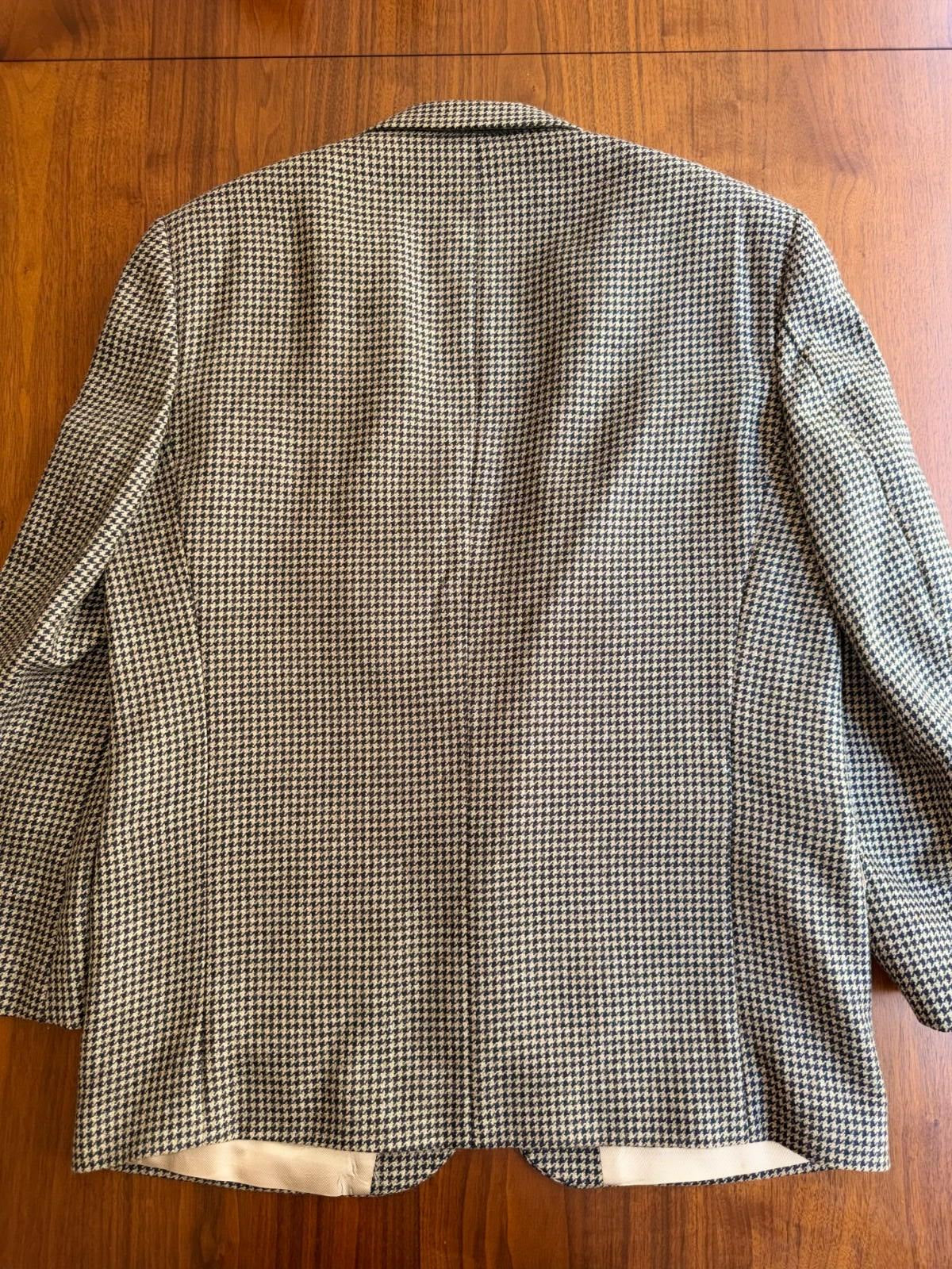 Oscar de la Renta Vintage Houndstooth Wool Tweed Sport Coat 43R