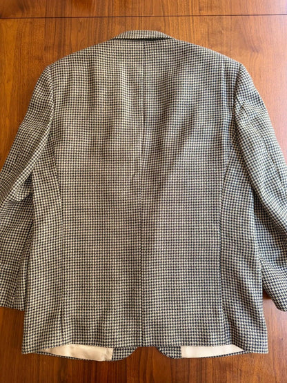 Oscar de la Renta Vintage Houndstooth Wool Tweed Sport Coat 43R