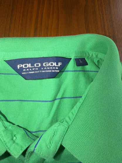 Polo Golf Ralph Lauren Green Striped Short Sleeve Polo Shirt - Size L