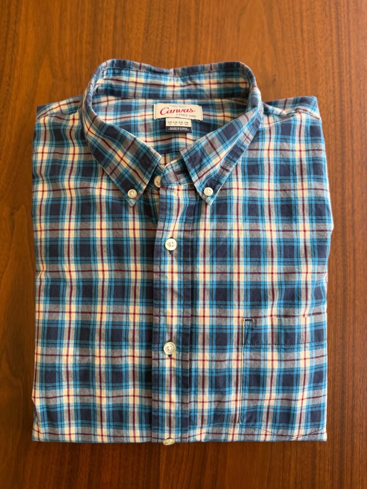 Lands' End Canvas Men's Plaid Button Down Shirt - Size XL