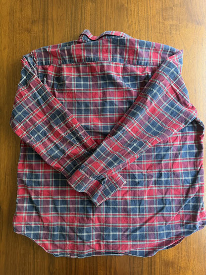 Vineyard Vines Men's Collegiate Plaid Button-Down Shirt Red & Navy - Size XL