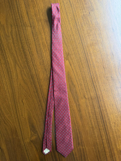 H. Stockton Atlanta Red Floral Pattern Silk Tie