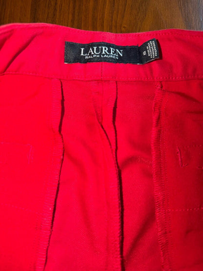 Lauren by Ralph Lauren Women's Red Wide Leg Pleated Trousers - Size 12