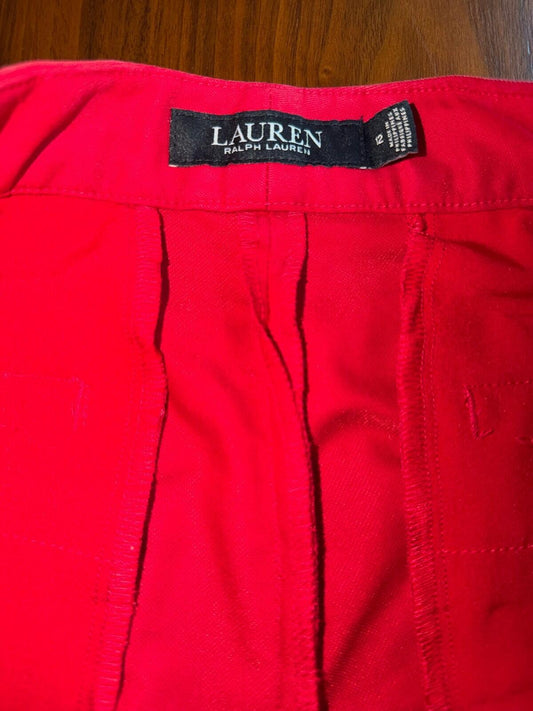 Lauren by Ralph Lauren Women's Red Wide Leg Pleated Trousers - Size 12