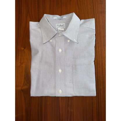L.L. Bean Men's Wrinkle Free Trad Fit Gray Cotton Oxford - Size 17/34