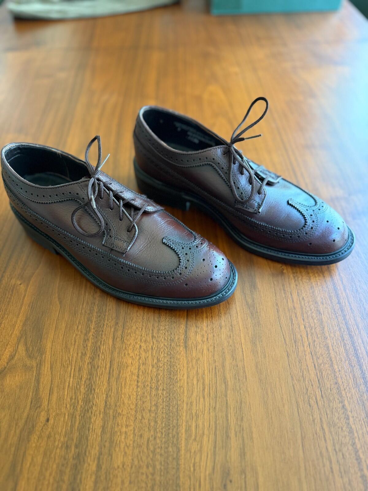 Hitchcock Brown Leather Longwing Brogue Shoes Men's Size 9 Wide