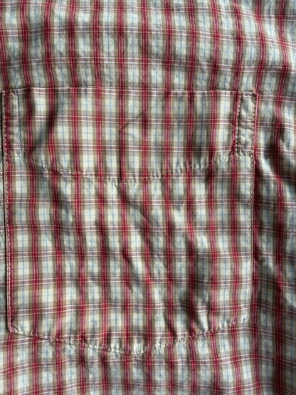 Gap Men's 00s Red Plaid Short-Sleeve Button-Down - Size L