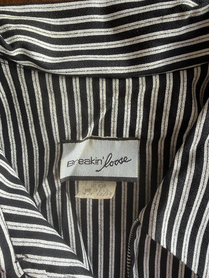 Vintage Breakin' Loose Women's Striped Zip-Up Cropped Jacket - Size 13/14