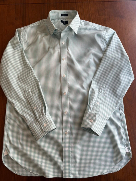 J.Crew Men's Ludlow Classic Fit Gingham Dress Shirt Green & White - Size 16-32