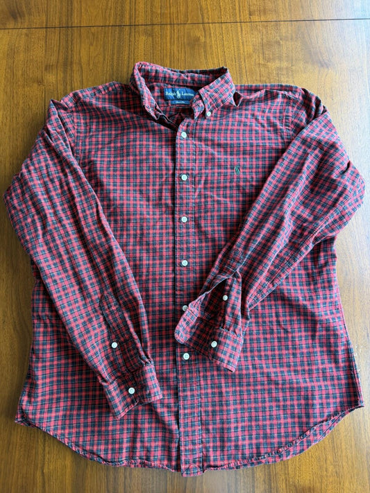 Polo Ralph Lauren Men's Classic Fit Red Plaid Button-Down - Size L