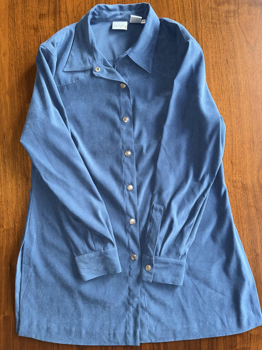 Vintage Spiegel Women's Blue Faux Suede Button Down - Size L