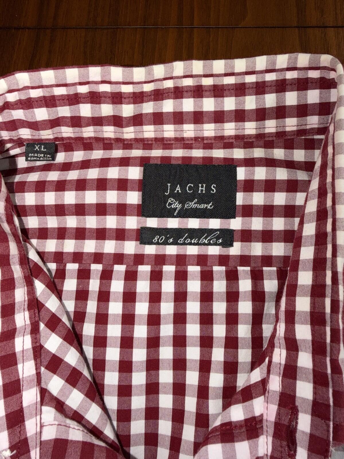 JACHS Men's City Smart Red Gingham Button-Down Shirt - Size XL