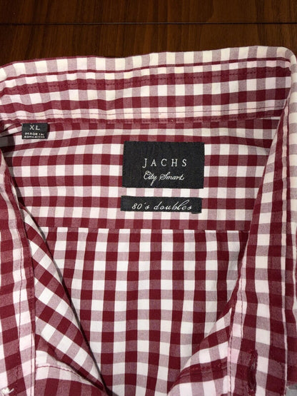 JACHS Men's City Smart Red Gingham Button-Down Shirt - Size XL