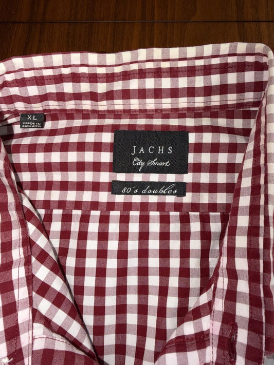 JACHS Men's City Smart Red Gingham Button-Down Shirt - Size XL