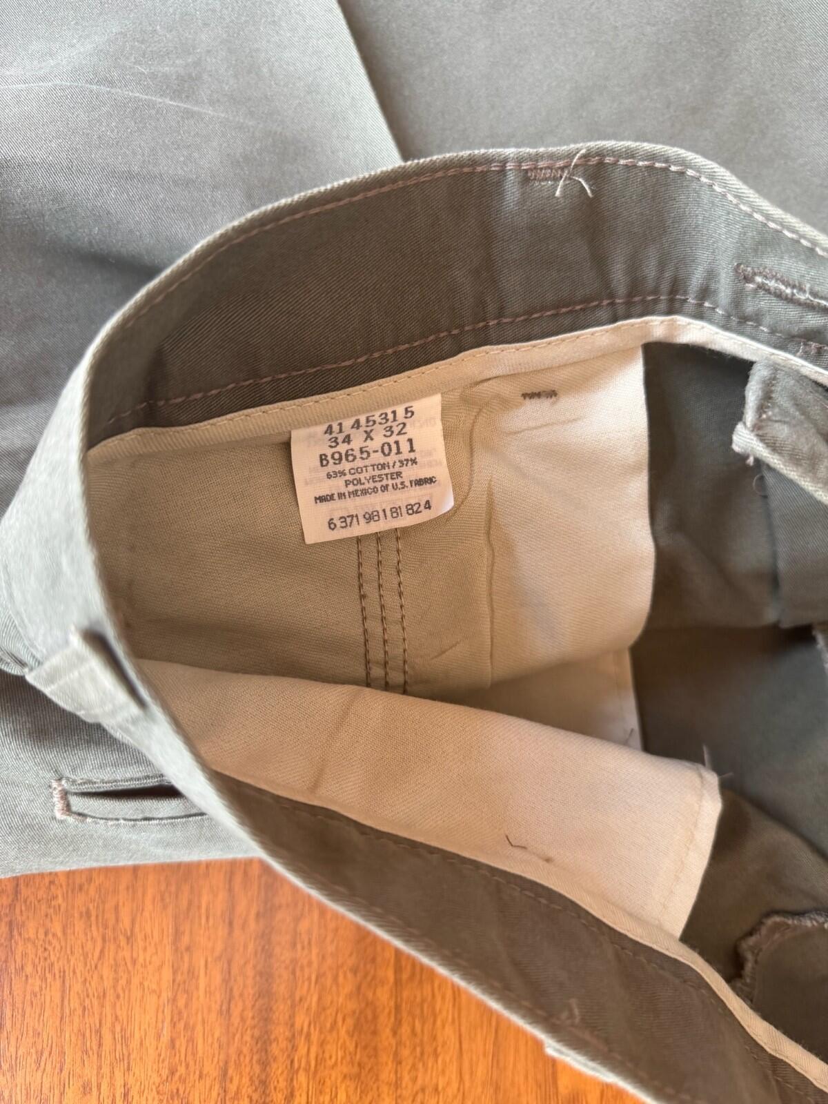 Lee Men's Pleated Front Chino Pants Khaki Green -  34W x 32L
