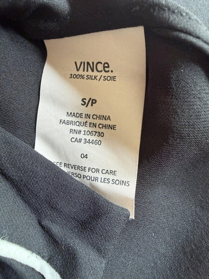 Vince Women's Black 100% Silk Contrast Women Button Down Blouse - Size S