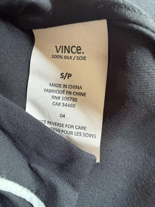 Vince Women's Black 100% Silk Contrast Women Button Down Blouse - Size S