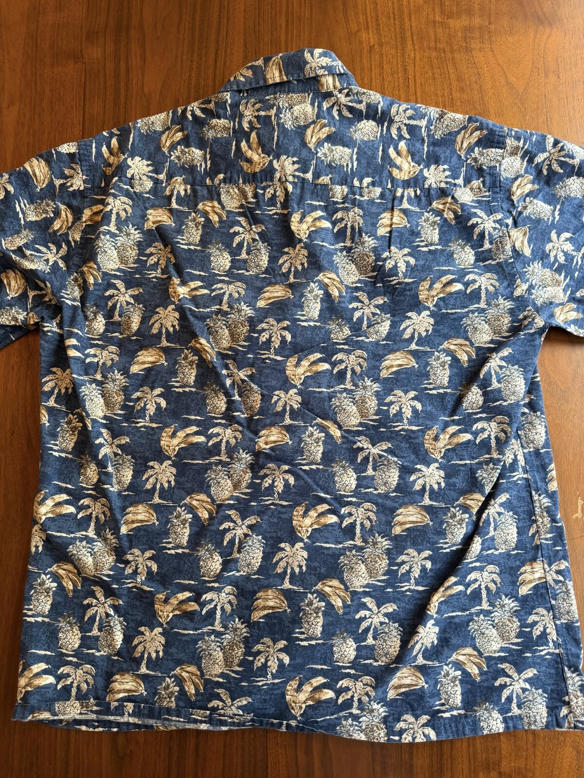 Campia Moda Men's Blue Tropical Palm Button Front Hawaiian Shirt - Size L