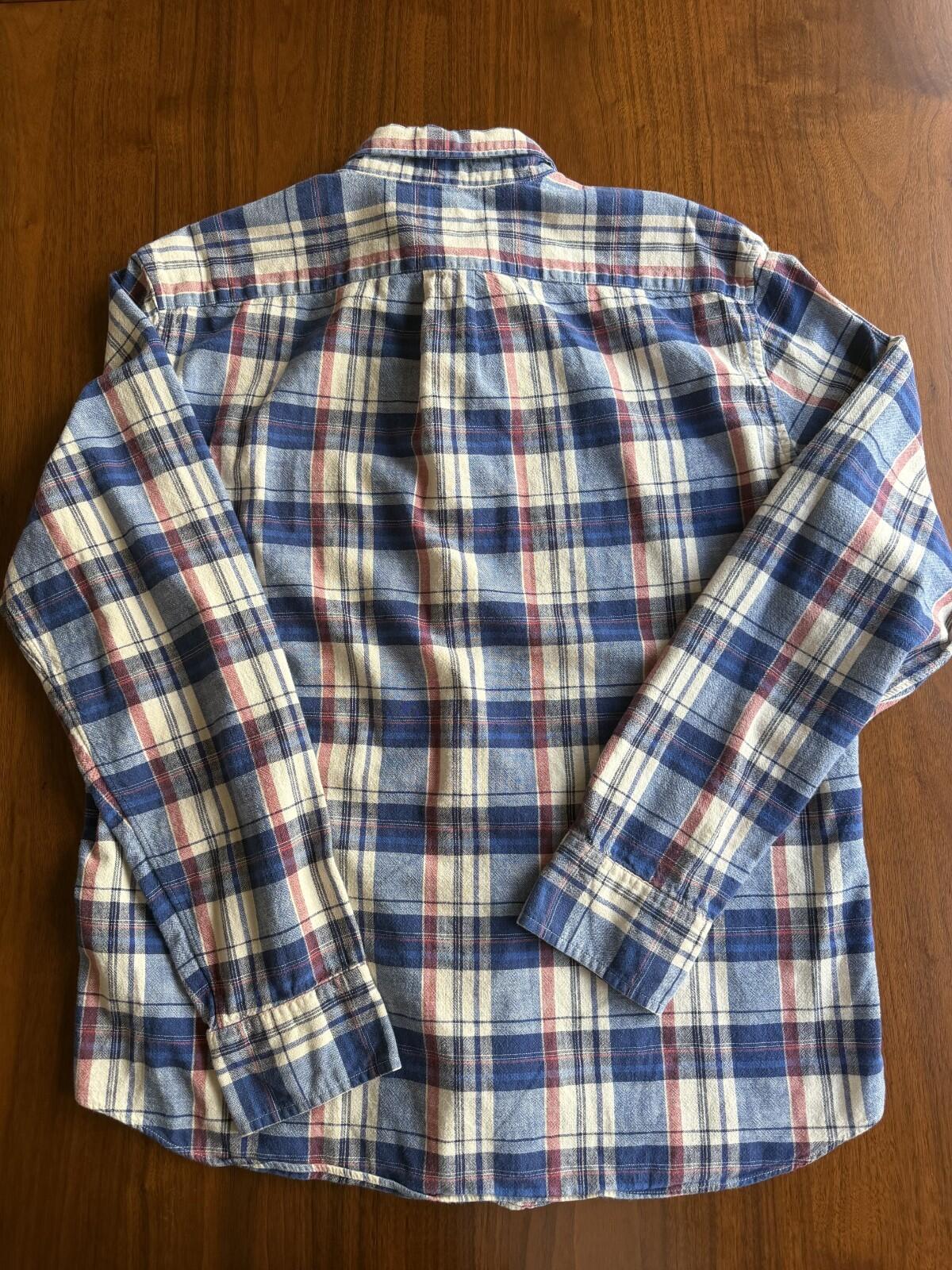 J.Crew Men's Homespun Slim Fit Blue Plaid Button-Down - Size L