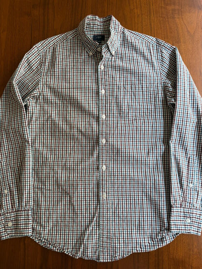 J.Crew Men's Small Button-Down Shirt Blue & Burgundy Multi-Check Plaid S
