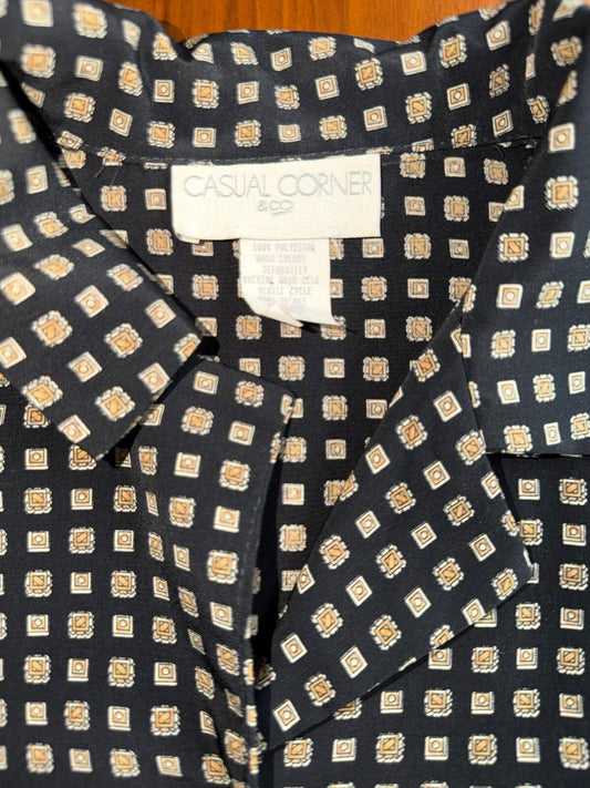 Vintage Casual Corner & Co. Women's Medallion Print Button-Up Blouse - Size 10