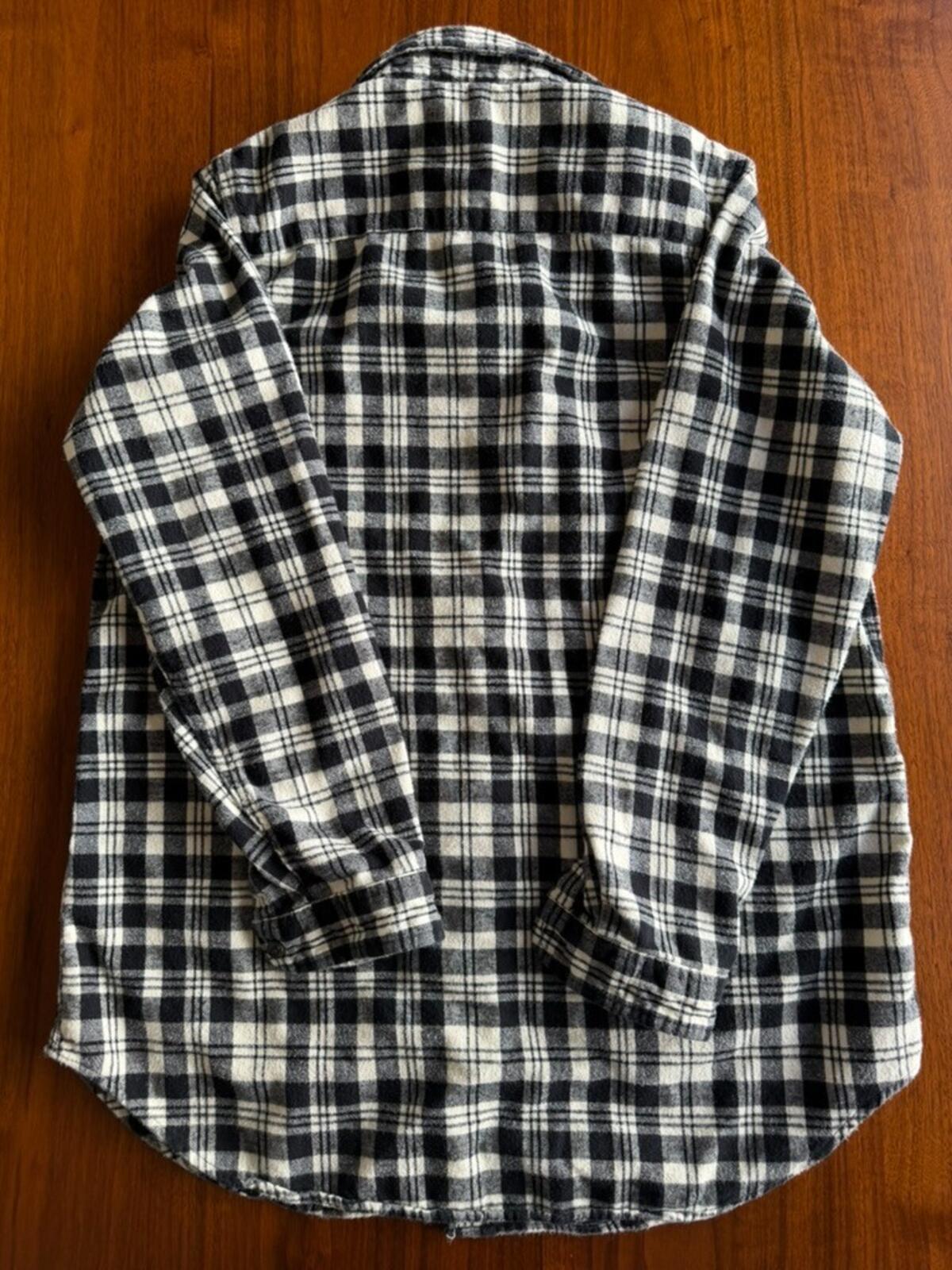 L.L. Bean Women's Relaxed Fit Scotch Plaid Flannel Black & White - Size M