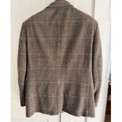 Vintage Andhurst Brown Plaid Tweed Wool Blend Two-Button Sport Coat Blazer 44R