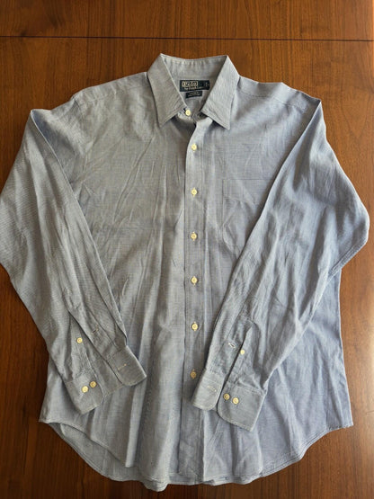 Polo Ralph Lauren Men's Andrew Blue Micro-Check Blue Button-Down - Size 16-34/35