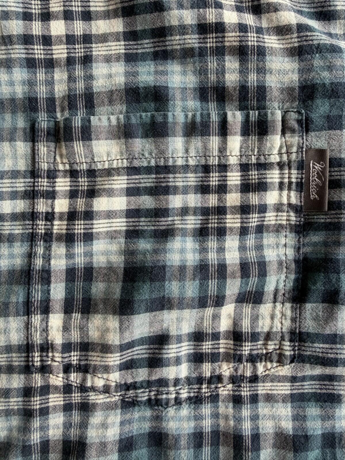 Woolrich Men's Blue Plaid Short-Sleeve Button-Down - Size L