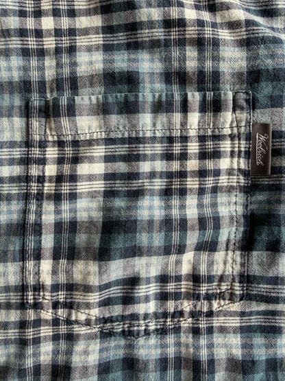 Woolrich Men's Blue Plaid Short-Sleeve Button-Down - Size L