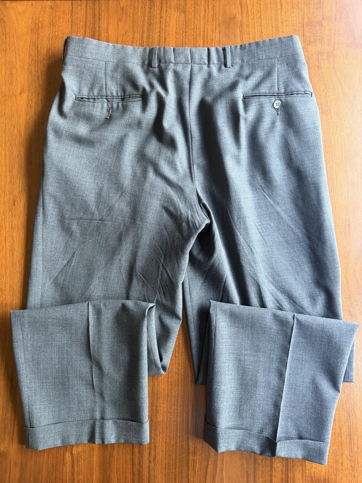 Saks Fifth Avenue Men's Grey Pleated Wool Dress Pants - Size 36