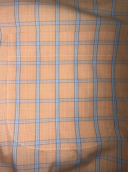 Brooks Brothers 346 Men's Slim Fit Non-Iron Orange Plaid Dress Shirt - Size 17-36