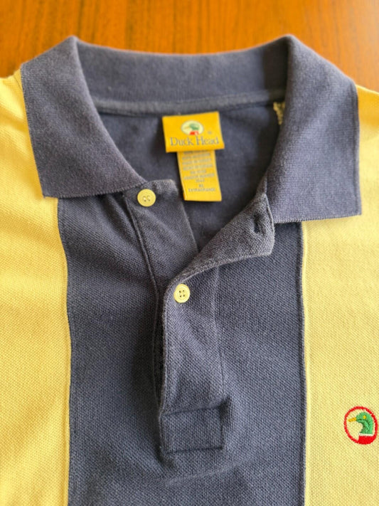 Vintage 90s Duck Head Vertical Stripe Colorblock Polo Shirt XL