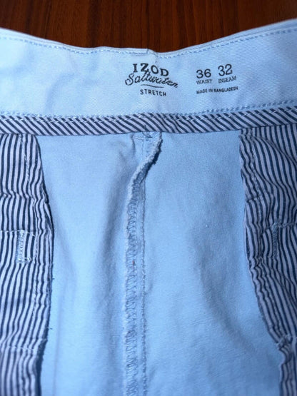 IZOD Saltwater Stretch Straight Fit Chino Pants Light Blue - Size 36x32