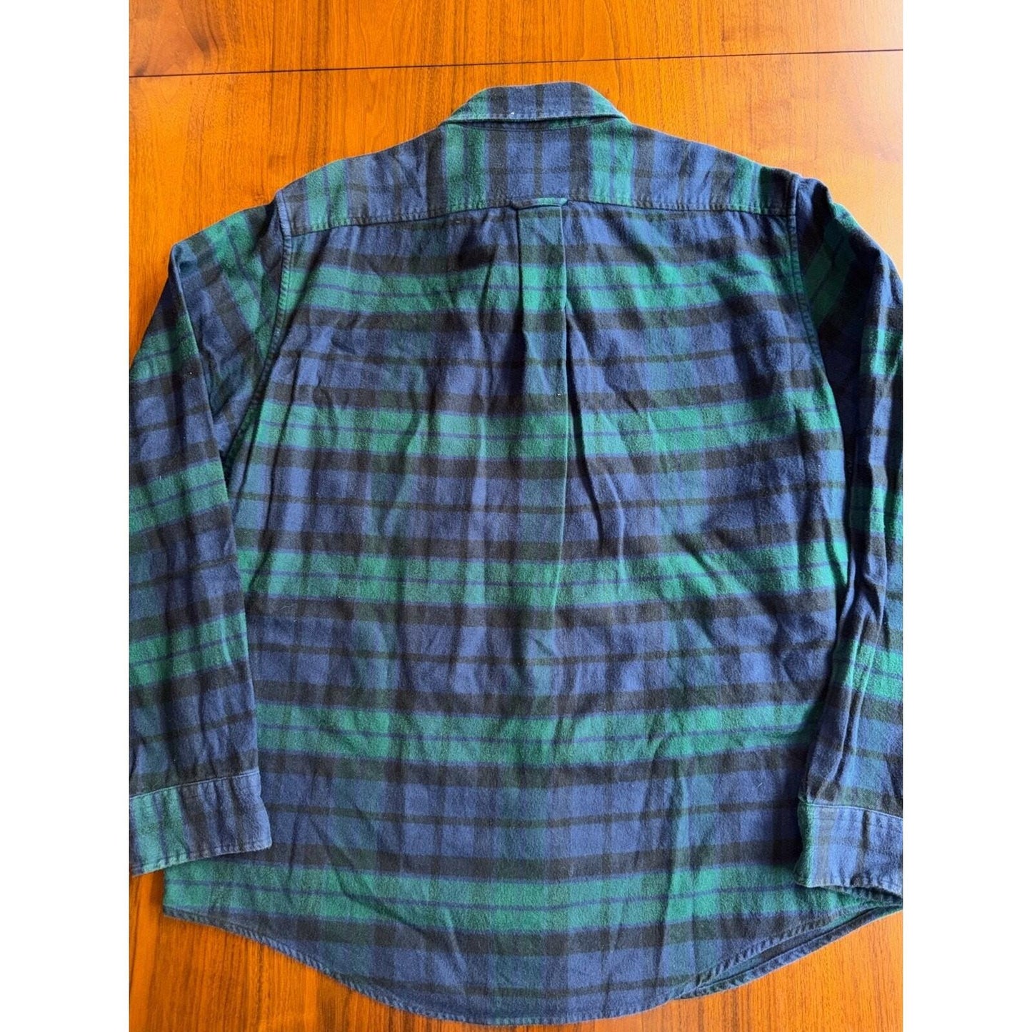 Lands' End Men's Long Sleeve Flannel Shirt Blackwatch Plaid - Size L