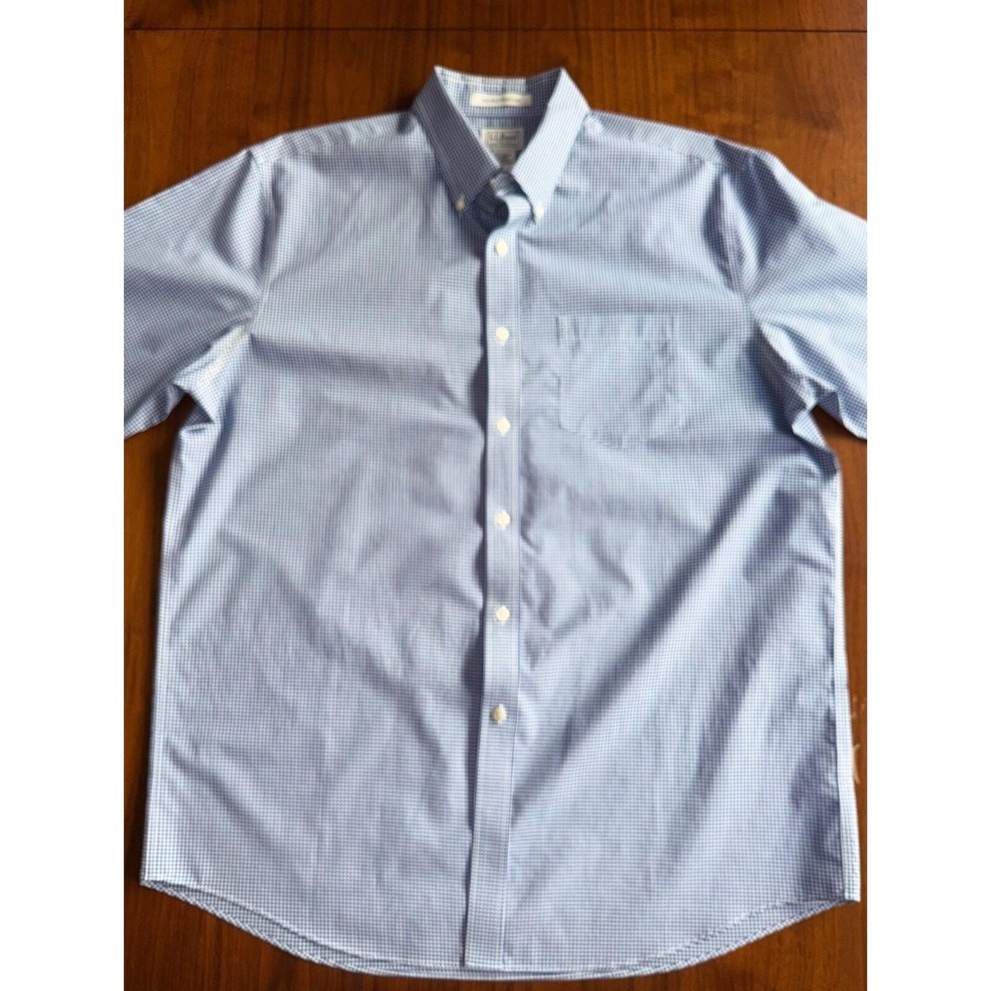 L.L. Bean Men's Wrinkle-Resistant Short-Sleeve Gingham Button-Down - Size Large