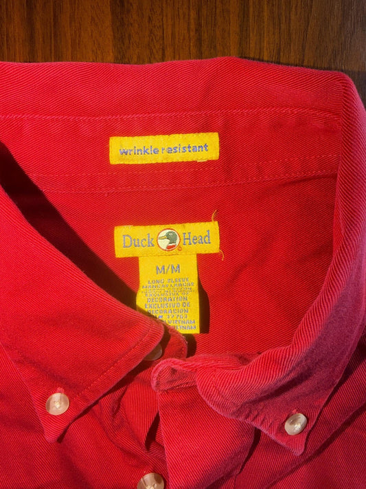 Vintage Duck Head Men's Red Button-Up - Size M