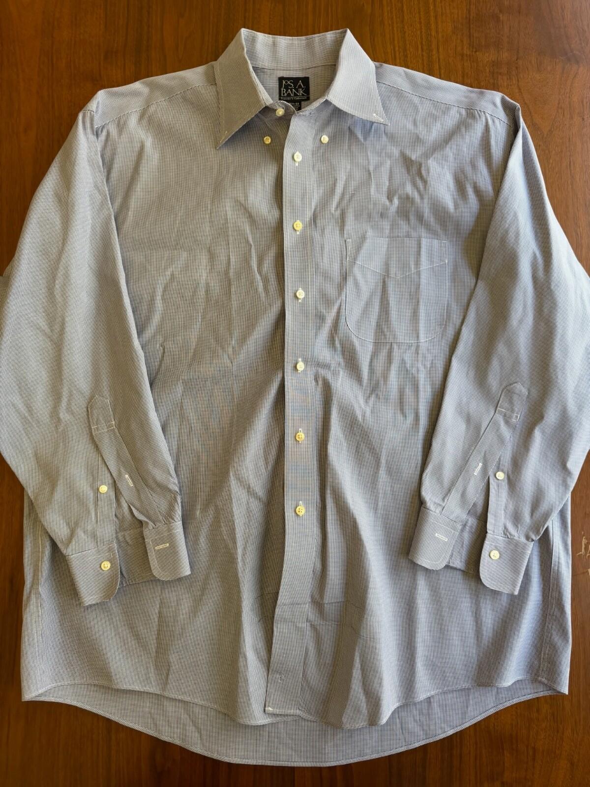 Jos. A. Bank Traveler's Collection Blue Gingham Dress Shirt - Size 16.5-33