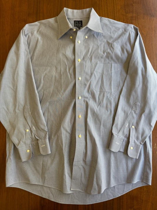 Jos. A. Bank Traveler's Collection Blue Gingham Dress Shirt - Size 16.5-33