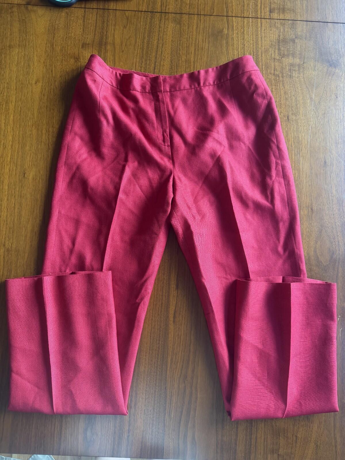 Bill Blass Women's Rayon-Linen Blend Red Dress Pants - Size 10