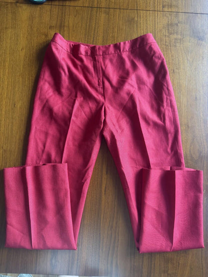 Bill Blass Women's Rayon-Linen Blend Red Dress Pants - Size 10