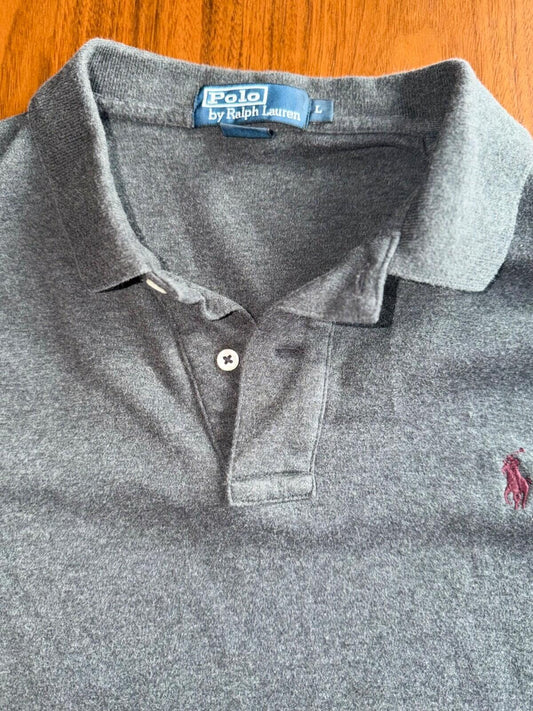 Vintage Polo by Ralph Lauren Men's Grey Short Sleeve Polo Shirt - Size L