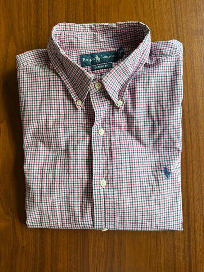 Polo Ralph Lauren Men's Classic Fit Pink/Blue Gingham Plaid SS Shirt - Size XL