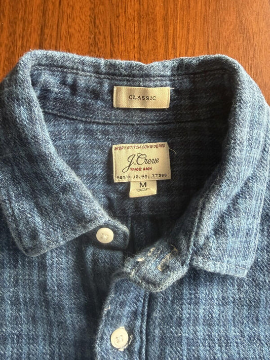 J.Crew Men's Classic Fit Blue Knit Button-Down - Size M
