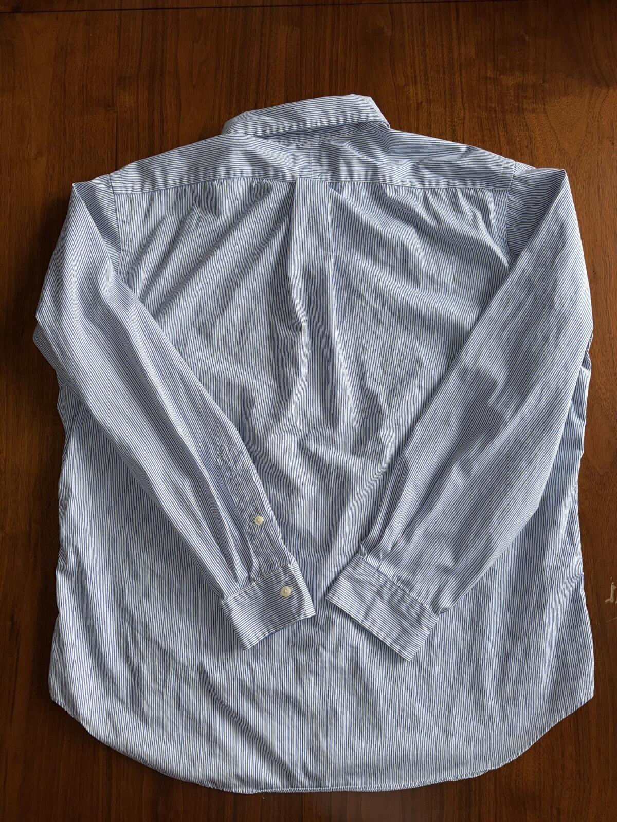 Ralph Lauren Men's Classic Fit Blue Striped Button-Down Shirt - Size L