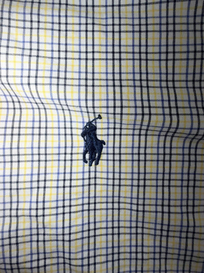 Polo Ralph Lauren Men's Plaid Dress Shirt White/Navy/Yellow - Size 16.5