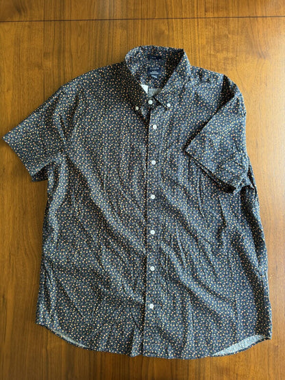 J.Crew Men's NWT Flex Blue Floral Patterned Short Sleeve Button Down - Size XL