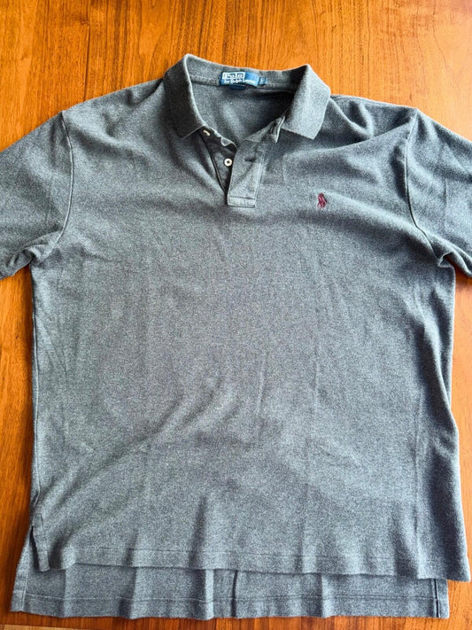 Vintage Polo by Ralph Lauren Men's Grey Short Sleeve Polo Shirt - Size L